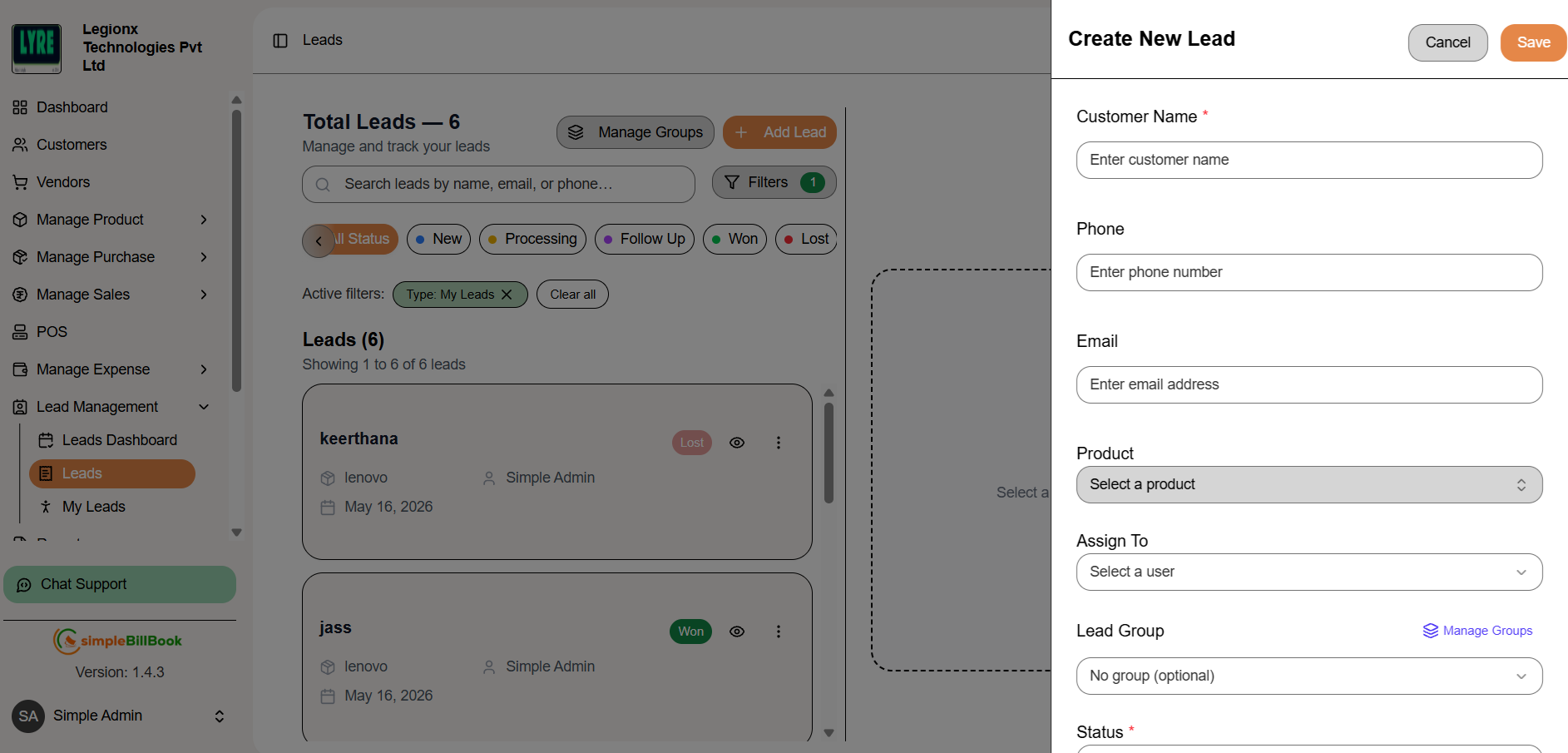 Lead Creation Form