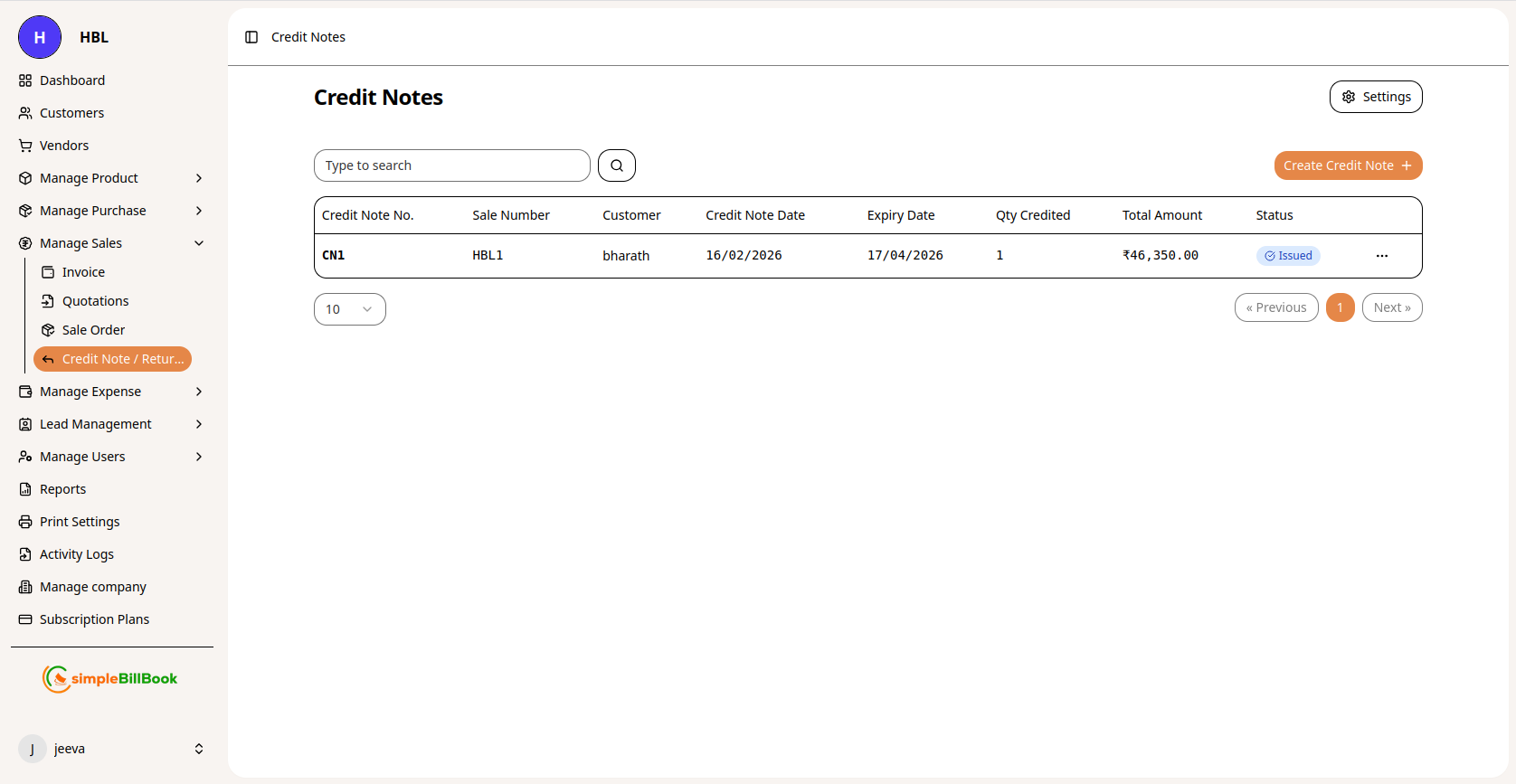 கிரெடிட் நோட்கள் பட்டியல்