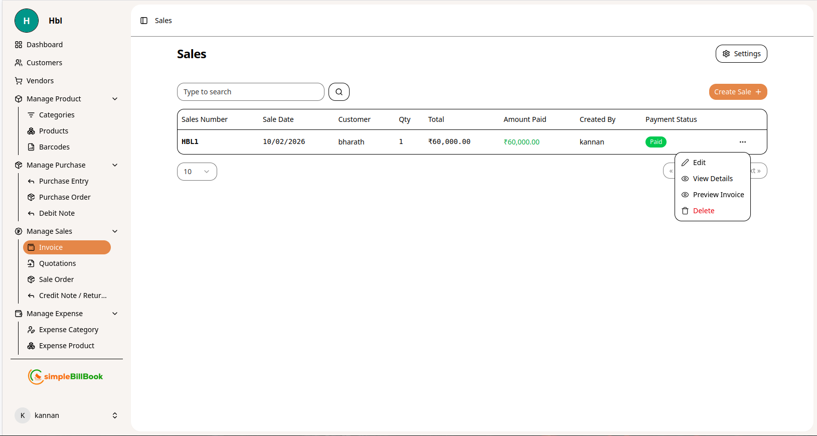 விலைப்பட்டியல் செயல்கள்
