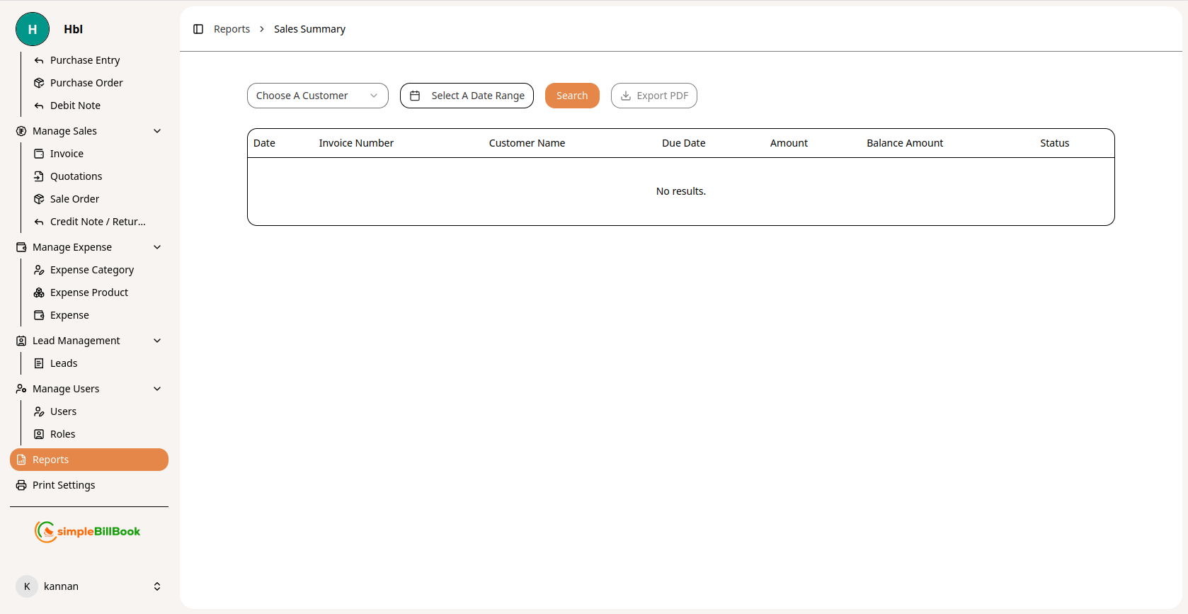 விற்பனை சுருக்கம் அறிக்கை